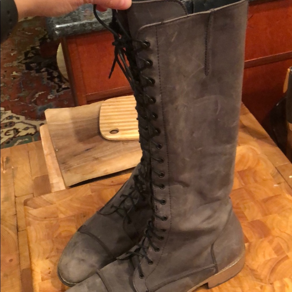 COPY - Charles David Gray Leather Lace Up Boots